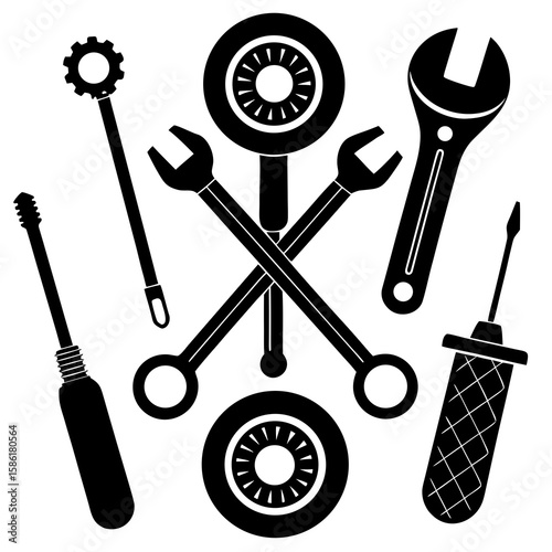 Pit Stop Tools  Vector Racing Helmet, Flags, Car & Track AI Design