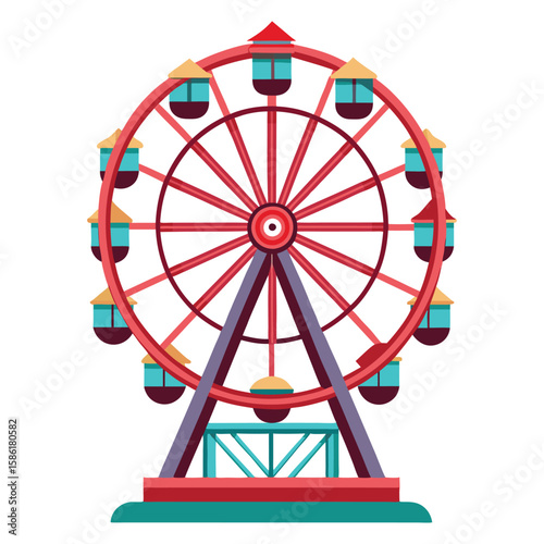 Bright and Colorful Carnival Ferris Wheel Illustration for Festive Celebrations