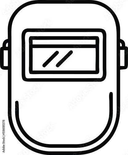 Welding mask line art icon for safety and professional use in industrial design