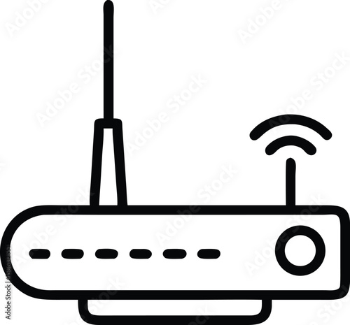 Wifi router line icon with antenna and wireless signal symbol