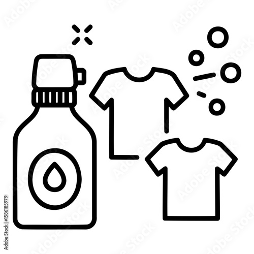 Laundry scent booster icon with clothes and liquid bottle 