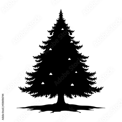Logo Christmas tree monogram negative space vector illustration on white background.