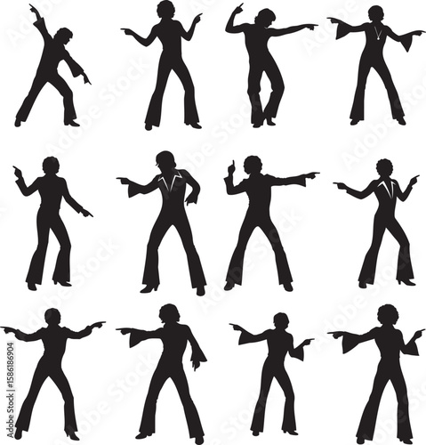 silhouette of a disco dancer in a classic, iconic 1970s pose