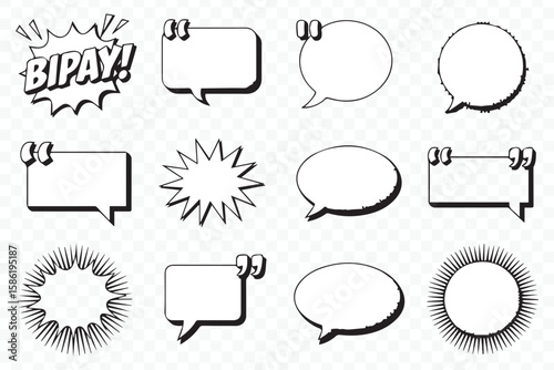 blank comic speech bubbles vector set with diverse shapes ideal for illustrators, comics, and digital art