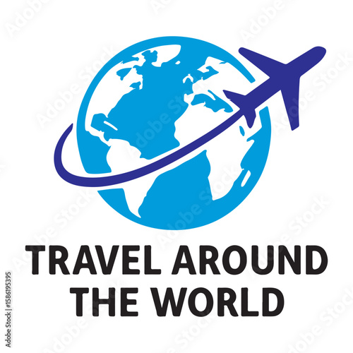 Global airplane travel concept: a vector illustration of a plane circling the world map, perfect for business and communication success