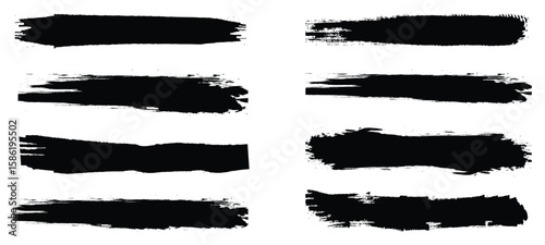 Collection of vector paint bold brush strokes, hand drawn thick grunge lines and rectangle shapes modern grunge,  vector illustration 