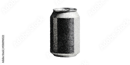 Vintage Soda Can In Retro Halftone. Beverage Container Illustration Isolated On Transparent Background