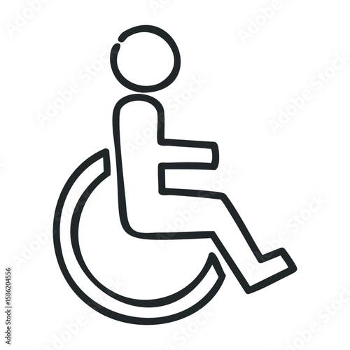 Wheelchair accessibility symbol: international icon for disabled access. Hand drawn vector illustration