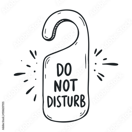 Simple do not disturb sign with curved design and emphasis lines. Hand drawn vector illustration