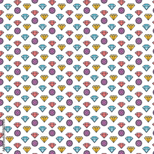 Colorful Diamond and Gemstone Seamless Pattern diamonds