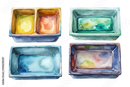 watercolor Staining Tray vector illustration isolated on white background