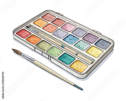 watercolor Staining Tray vector illustration isolated on white background
