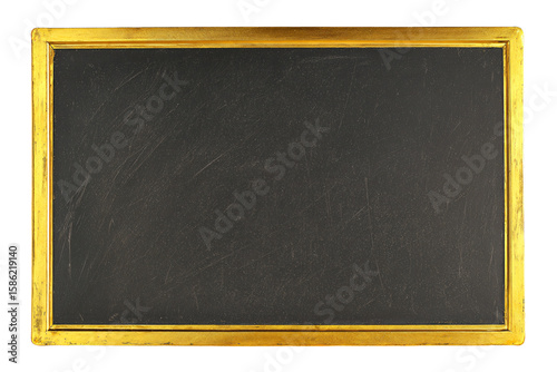 a blackboard with a gold frame on a white background