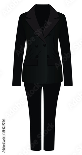 Black woman suit and trousers. vector illustration	