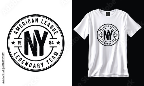 NY American League Legendary Team graphic vector t-shirt design print– Vintage Sports Emblem, New York Athletic Graphic, Baseball Fan Apparel, Retro Badge, Print-on-Demand
