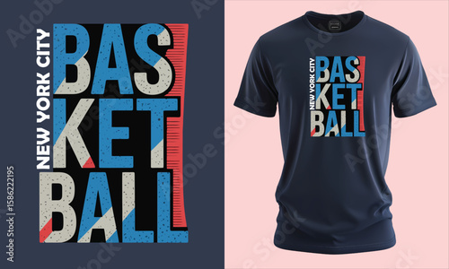 New York City Basketball graphic vector t-shirt design print,   – Urban Sports Typography, Athletic Graphic Tee, Streetwear, NYC Sports Fan, Print-on-Demand Apparel