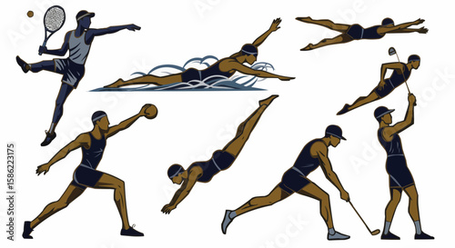 Diverse athletes in action, showcasing various sports and their dynamic movements.