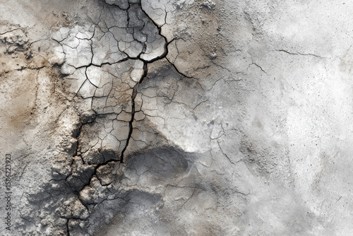 Cracked concrete shows unique textures and colors, revealing weathering and time's effects on the surface