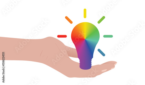 Hand hold bulb. vector illustration	
