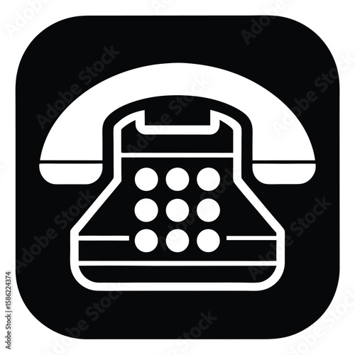 Classic white telephone icon on a black rounded square background