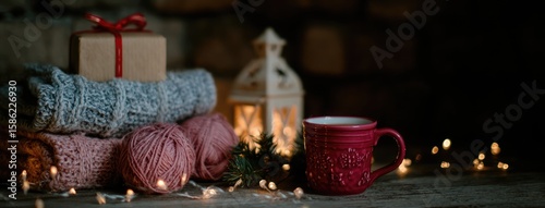 Wallpaper Mural Cozy cup of coffee with festive decorations, gifts, and warm spices for a delightful Christmas celebration Torontodigital.ca