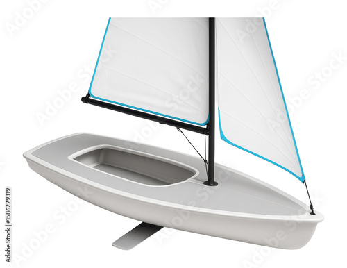 Beginner's sailboat with a flat bottom and retractable centerboard