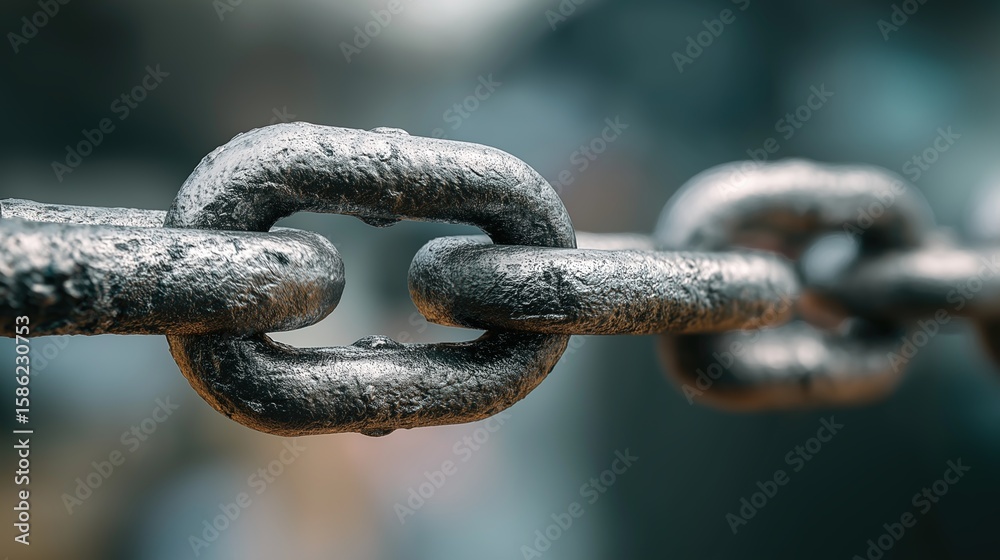 Close-Up of Strong Metal Chain Links Close-Up of Strong Metal Chain Links