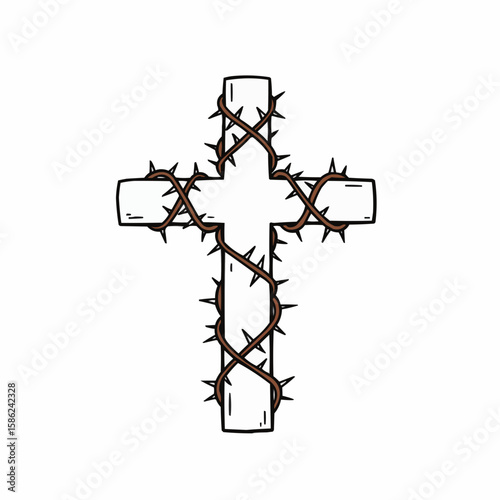 Thorn-covered cross symbolizing sacrifice and faith in Christianity  