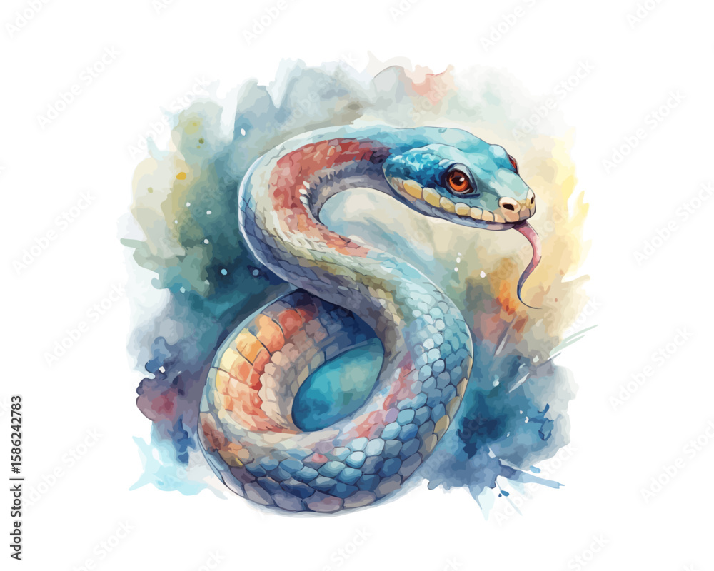 Fototapeta premium watercolor Snake vector illustration isolated on white background