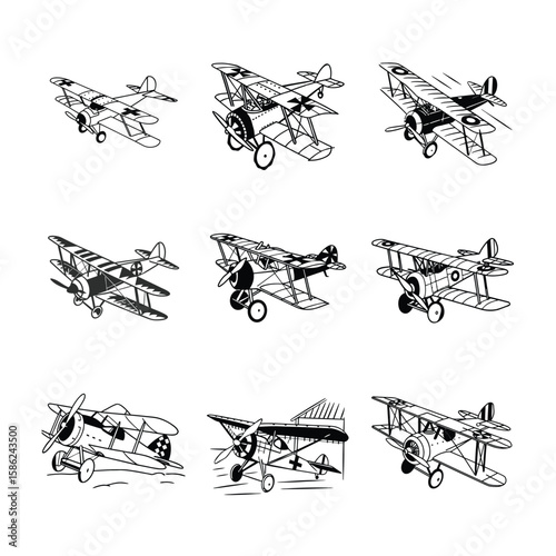 historical fighter plane jet design vector art
