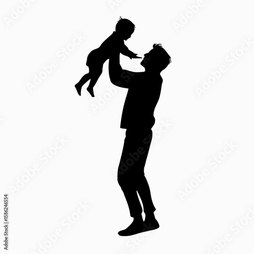 Adaptive Father Child Joy Exoskeleton Inclusive Silhouette Vector
