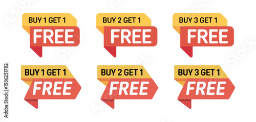 buy 1 get 1 free discount label vector

