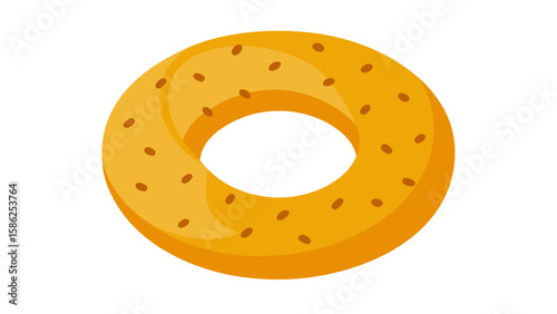 Golden Yellow Simit Turkish Bread Ring Vector Clipart