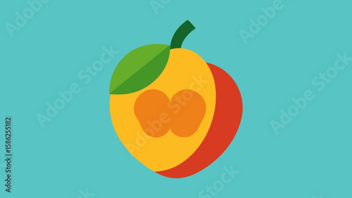 Flat Color Vector Illustration of Halved Caribbean Ackee Fruit 1