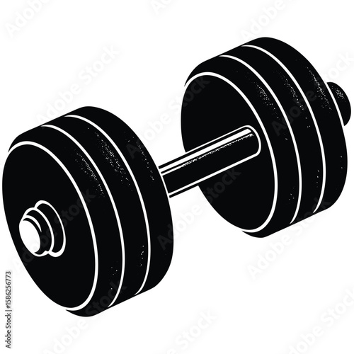 Black and White Illustration of a Dumbbell for Fitness and Exercise