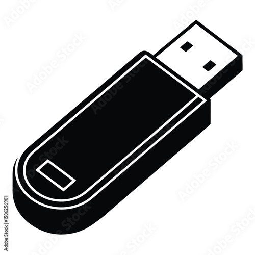 Black and White Illustration of a USB Drive Memory Stick