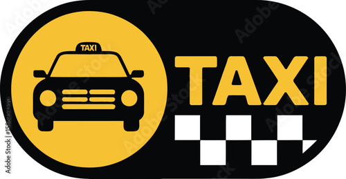Taxi service logo with cab car icon and sign for transportation.