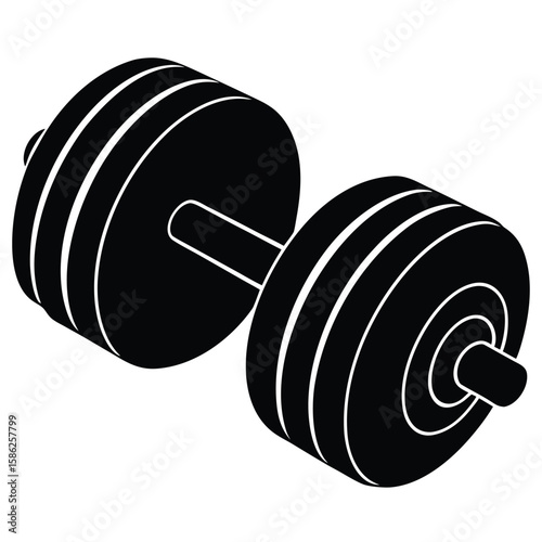 Black Dumbbell Illustration for Fitness and Strength Training,