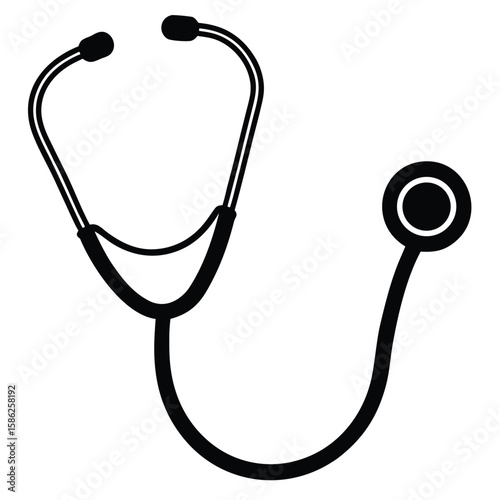 Black Stethoscope Illustration Medical Tool for Examination and Healthcare Professionals Diagnosis Instrument