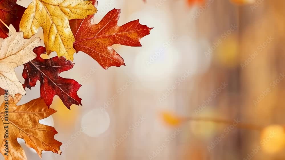 Colorful autumn leaves create a stunning visual effect against a softly blurred natural background, highlighting the beauty of the season