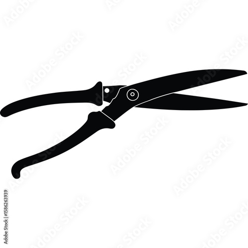Black Silhouette of Metal Tin Snips, Cutting Tool