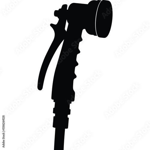 Garden Hose Nozzle Silhouette, Watering Spray Icon