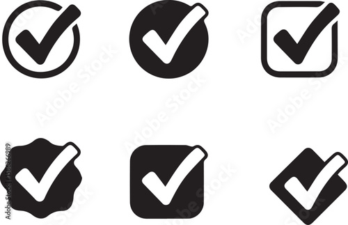 Selection of Checkmark Icon Designs Tick Symbols for Approval and Confirmation