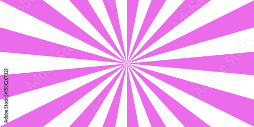 Twisted light pink Vector Background on purple background.  Vintage beam sunburst texture. Spiral starburst and striped pattern abstract geometric retro sunrays line wavy texture. 