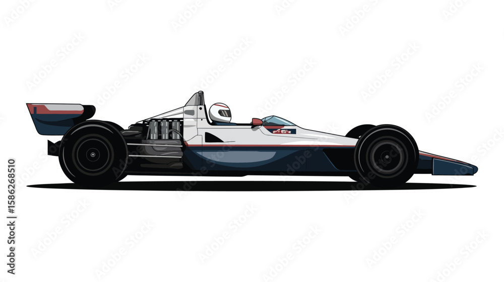 Fototapeta premium Racing Stripes, and Light Weathering on a Pristine White Background — Perfect for Nostalgic Motorsport Designs