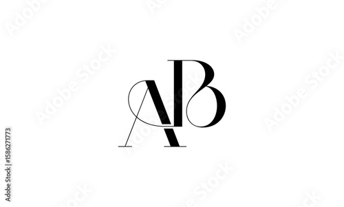 AB initial letters, monogram logo