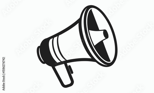 Megaphone icon silhouette, megaphone icon sketch, car horn silhouette, minimal audio symbol,  minimal car horn icon vector illustration  