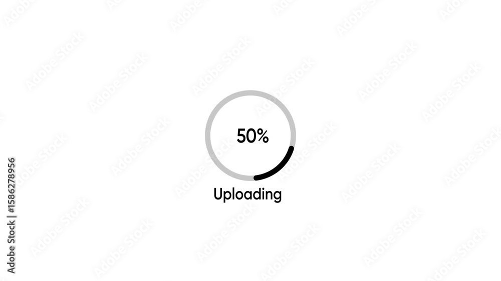 Uploading circle loads on the device screen with a smooth animation ...