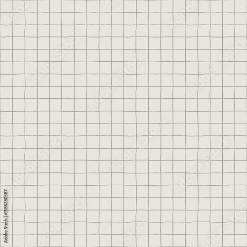 Simple hand drawn grids note seamless pattern, school paper, math page, grey on white