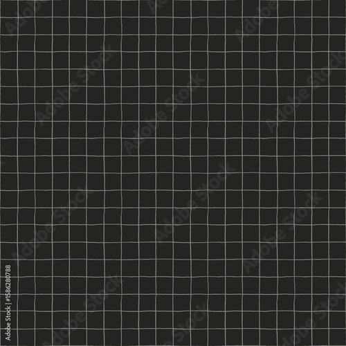 Simple hand drawn grids note seamless pattern, school paper, math page, white on black